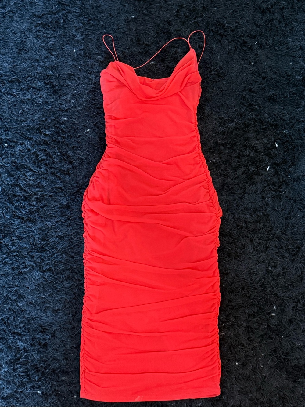 Oh Polly Red Asymmetric Bodycon Dress - Picture 2 of 2